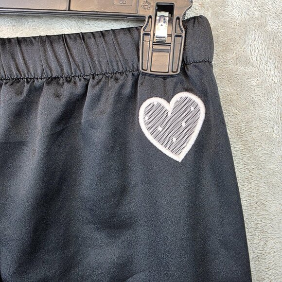 Victoria's Secret Jogger Pants Womens XS Black White Piping Heart Patch Lounge - Picture 10 of 13